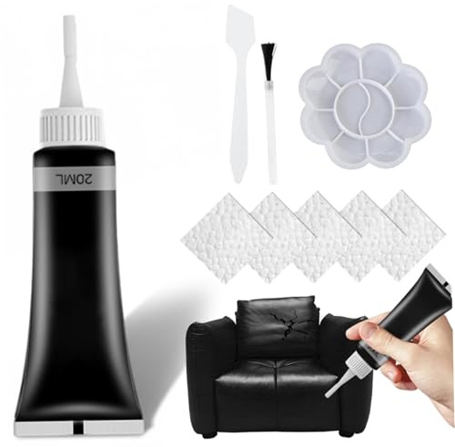 Kit de réparation du cuir avec gel de réparation, mastic professionnel pour meubles, sièges voiture, chaussures, sacs, du vinyle pour rayures et fissures, 20 ml