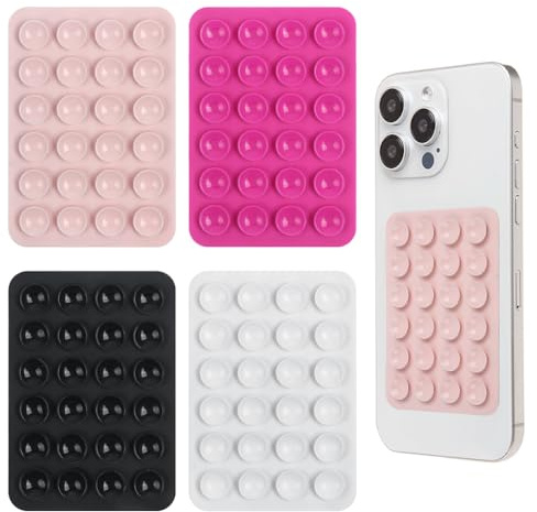 XYGK 4 Pcs Suction Phone Holder, Hands-Free Silicone Cell Phone Suction Cup | Adhesive Back,Smartphone Grip Holder for Record Videos, Watch Recipes, Video Calls, Exercise