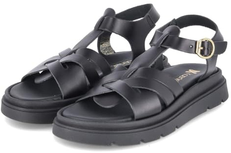 Kaerlek 1786/8345 NERO Damen Flache Sandalen Glattleder in schwarz - Gr. 37