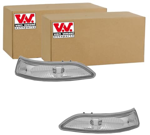 2X Van Wezel Blinkleuchte Blinker Weiß Außenspiegel | 3017915 + 3017916 Kompatibel mit A-Klasse (W169),B-Klasse Sports Tourer (W245)