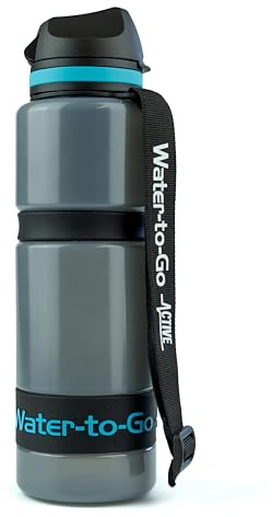 Water-to-Go Eco Active BPA-Free Filter Bottle & Purifier, 750ml, Blue | Removes 99.99% of viruses, bacteria, parasites, chemicals & microplastics. BPA-free, leakproof - travel, hiking & cycling.