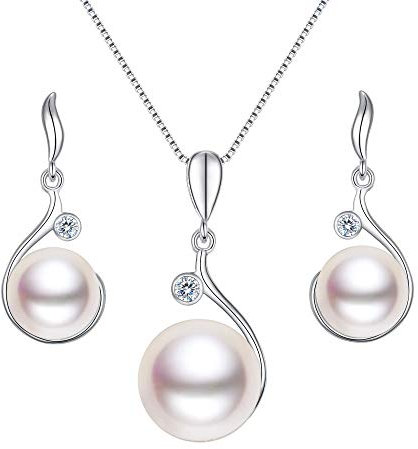 EVER FAITH Argent 925/1000 Argent sterling Bouton Perles de culture d'eau douce Incolore Zirkonia