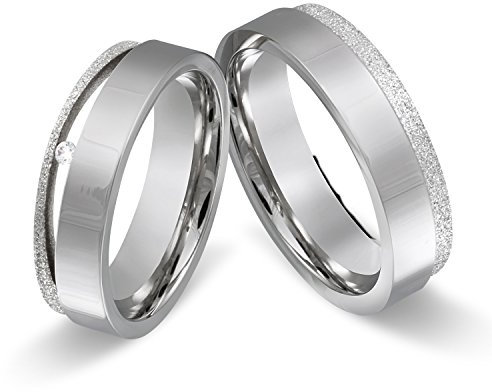 Trauringe Eheringe Partnerringe - inkl. WUNSCHGRAVUR - Edelstahl Zirkonia 62-66 212HD - mit AMAZON KONFIGURATOR direkt online gestalten !
