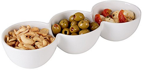 Plat 3 compartiments pour apéritif - En porcelaine blanche