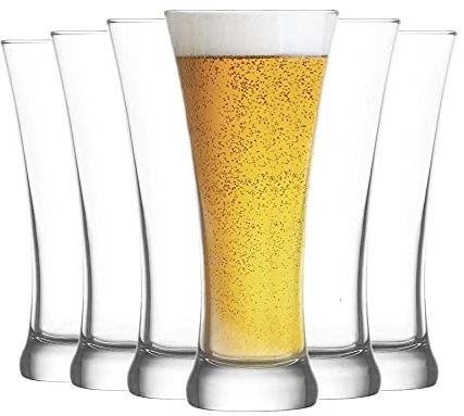 LAV 12x Clear 380ml Sorgum Craft Beer Glasses - Small Lager Ale Cider Pilsner Drinking Half Pint Glass Pub Cup Set