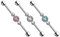 Paula & Fritz® Industrial Stab Piercing Straight Barbell Hantel DREI Zirkonia in Reihe Clear pink Aqua Ohr Knorpel Cartilage Edelstahl Chirurgenstahl 316L BI14_Set