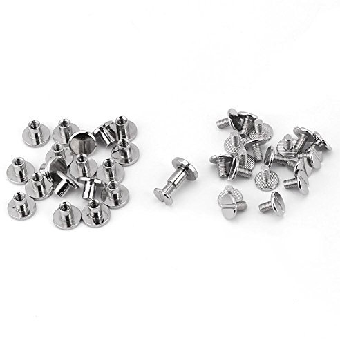 Hilitand 20pcs Nail Nut Rivets Screw Brass Threaded Flat Head Leather Craft Strap Handle Bag Accessories (8mm)