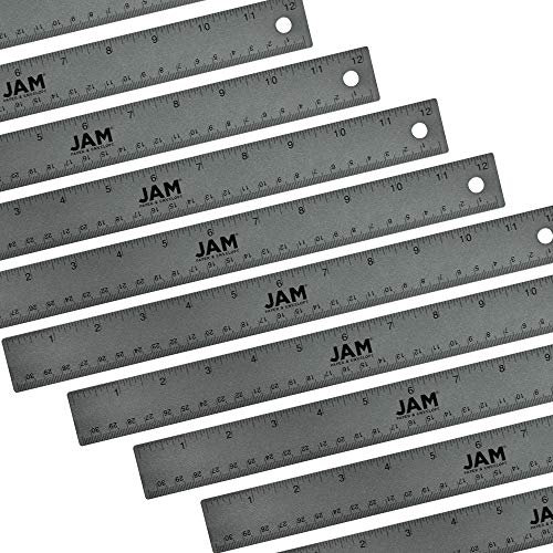 JAM Paper Lineal aus Edelstahl, 30,5 cm Pack of 12 grau