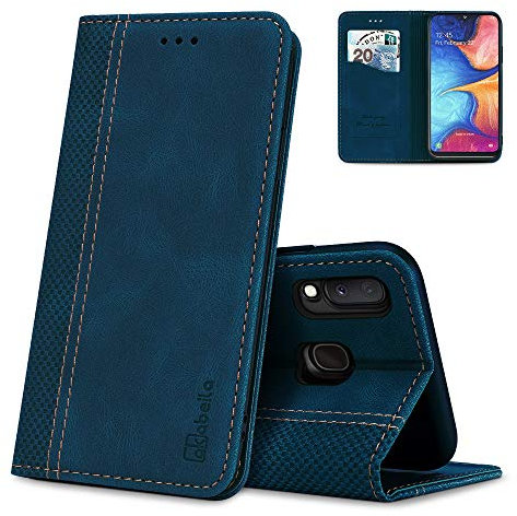 AKABEILA Case for Samsung Galaxy A20E Premium Leather Flip Wallet Case with Magnetic Closure Kickstand Card Slots Folio Phone Case Cover Protective Shockproof Blue