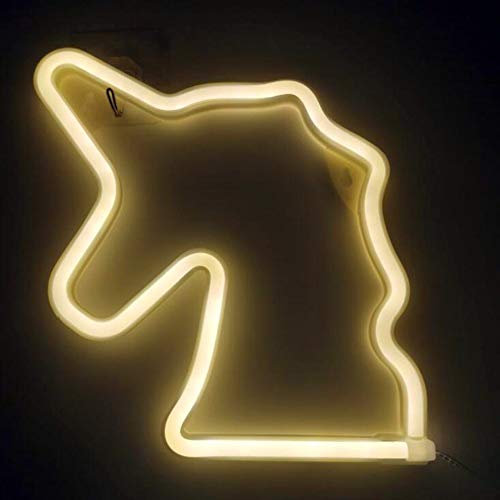 Bipily Unicorn Neon Lights LED Neon Light Sign Neon Wall Light Battery/USB Operated Neon Light Art Decorative Neon Lights Neon Signs for Walls Light up Signs for Bedroom Walls Party-Yellow Unicorn