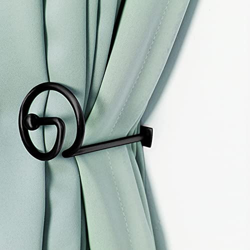 Chimei - Fermatende da parete, colore nero, per tende, ganci fermatenda per tende, fermatende decorativi, in metallo, set da 4