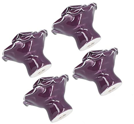 4 STÜCKE Rose Shaped Ceramic Knob Schubladenschrank Griff Möbelgriff für Home Wohnzimmer Schlafzimmer(Violett),Türschnalle