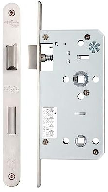 Zoo ZDL7855RSS Din Bathroom Lock - 78mm C/C Backset 55mm Radius Satin