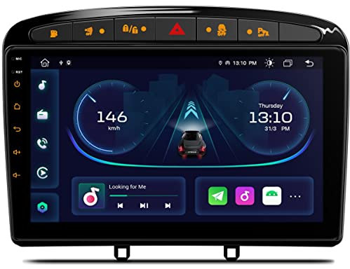 XTRONS 9 inch Android Car Stereo Bluetooth, Octa Core 4GB+64GB Car Radio Player Built-in 4G WIFI Wireless Car Play DSP RDS Radio GPS Navigation, Support DAB AHD Camera DVR for Peugeot 308 408