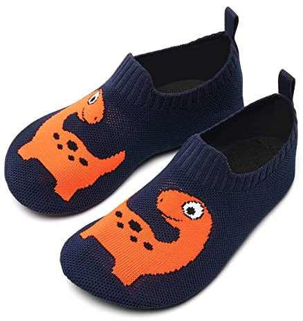 WateLves Hausschuhe Kinder Mädchen Slipper Rutschfeste Leichte Turnschläppchen Flexibe Atmungsaktive Barfuss Pantoffeln Kindergarten(Kl Orange,26 27 EU)