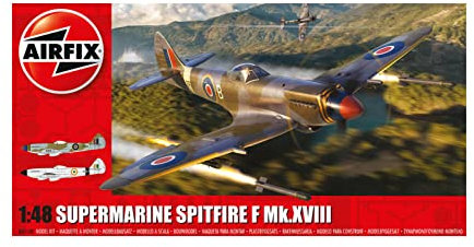 Airfix Model Set - A05140 Supermarine Spitfire F Mk.XVIII Model Building Kit - Plastic Plane Kits for Adults & Children 8+, Set Includes Sprues & Decals - 1:48 Scale