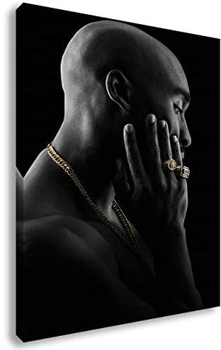 Artis Prints Leinwandbild 2Pac | Portrait - Schwarzweiß, Körperkunst - Musiker, Fotografie - Deko, Klein bis Groß, Inneneinrichtung - Wohnzimmer