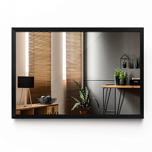 Tulup Spiegel 70x50 cm Groß Badezimmer Glas Wand Schwarze Rahmen Mirror Wohnzimmer Schlafzimmer