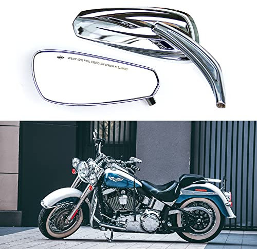WTZMOTO Motorrad Spiegel M8 Chrom Rückspiegel für Harley Davidson, Kompatibel mit Sportster Iron 883, Street Glide, Low Rider, Roadster, Softail, Dyna, Road King. (Chrom-Silber)