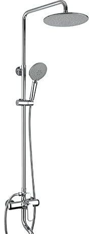 Klobvtt Duschvorrichtung für den Außenbereich, Dreifachfunktion, an der Wand montiertes, freiliegendes Duschsystem, mit 3-Funktions-Handbrause, 24,1 cm rundem Regenduschkopf, Wasserhahn mit Wanneneinl