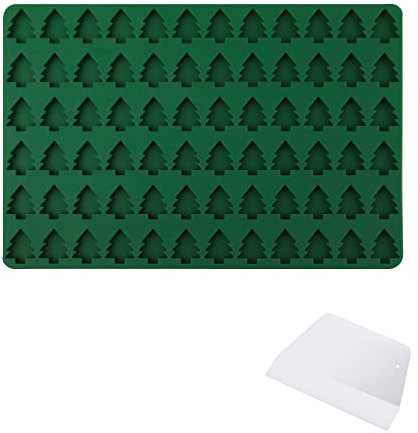 TOYMIS Moule à Chocolat de Noël, Moule de Noël en Silicone pour Cuisson Antiadhésifs Mini Sapin de Noël Moule à Bonbons Silicone pour Biscuit Pudding Gâteau Snack pour Animaux (72 Cavités)