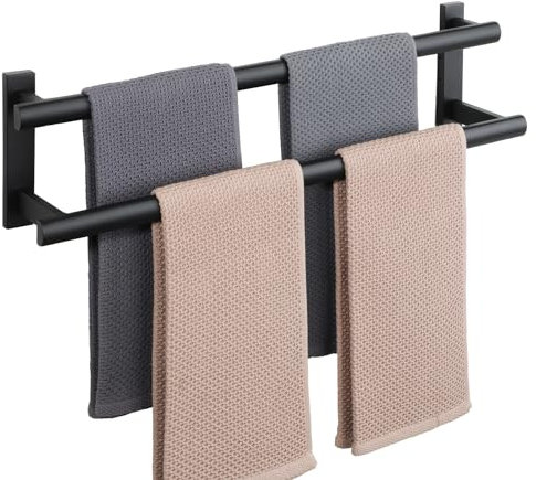 SAYAYO Handtuchhalter Schwarz Handtuchstange Multilayer Gästehandtuchhalter Wandmontage Edelstahl Doppelt Badetuchhalter für Badezimmer und Küche 60CM