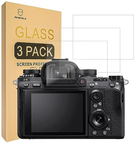 Mr.Shield Screen Protector For Sony Alpha a7RIII a7RIV A7R3 A9 A7RII A7SII A7III RX100 Camera [NOT fit For A7IV Camera] [Tempered Glass] [9H Hardness] [3-Pack] Screen Protector