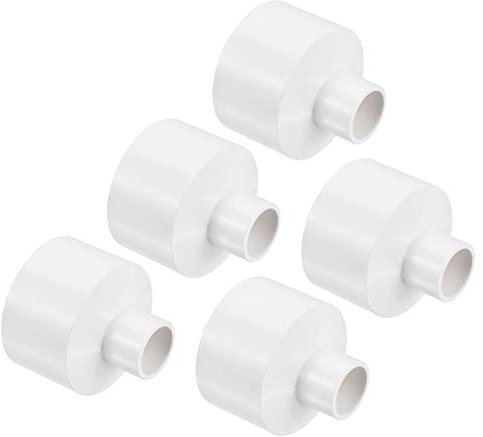 PATIKIL PVC Reducer Pipe Fitting 50mm to 20mm ID, 2 Pack Straight Coupling Adapter Connector, White