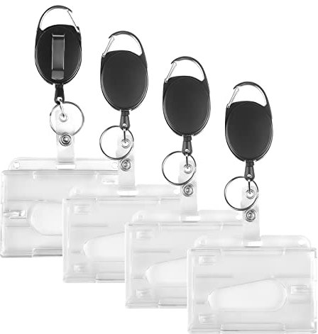 Relota 4 Stück Schlüsselband Ausziehbar, Einziehbarer Schlüsselanhänger mit Ausweishülle Ausweishalter, Karabiner, Ausweis jojo Badge Reel, Retractable Schlüsselrolle, Kartenhalter Ausweis Clip