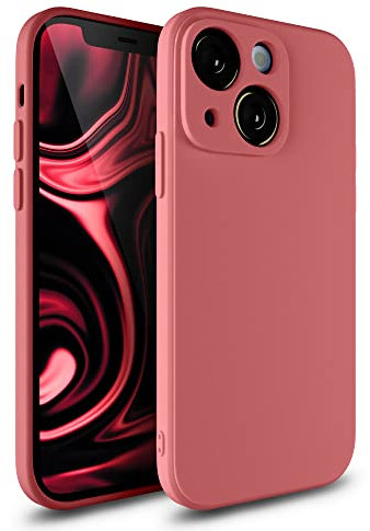 Etuano für iPhone 13 Hülle Silikon, Handyhülle mit Kameraschutz Microfiber, Kratzfeste Rundumschutz Case (Altrosa, iPhone 13)