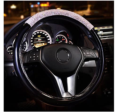 Auto-Lenkradabdeckung Für 38 cm Damen Design Leder Strass Auto Lenkradbezug (Farbe : B)