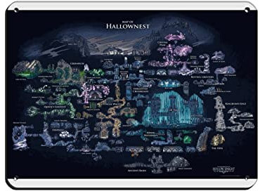Videospiel Hollow Knight Map of Hallownest Poster Retro Poster Metall Blechschild Chic Art Retro Eisen Malerei Bar Menschen Höhle Cafe Familie Garage Poster Wanddekoration 30 x 40 cm