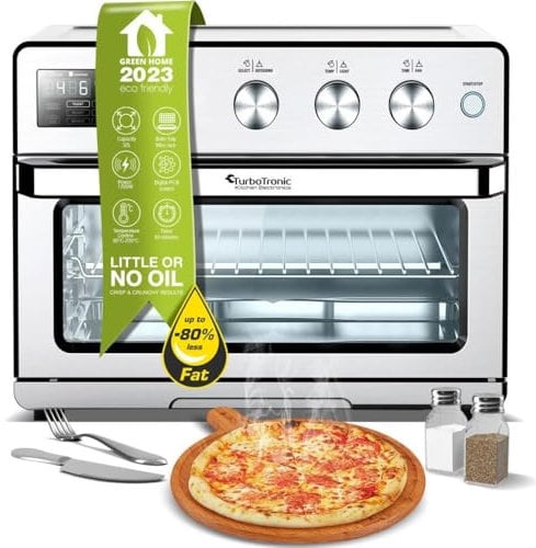 TurboTronic Forno ad Aria Calda XXL 32L con Girarrosto | 5 in 1 Mini Forno, Friggitrice ad Aria, Essiccatore, Grill e Forno Ventilato | 1700W | Ideale per Pollo, Pizza e Snack | Temperatura da 25°C