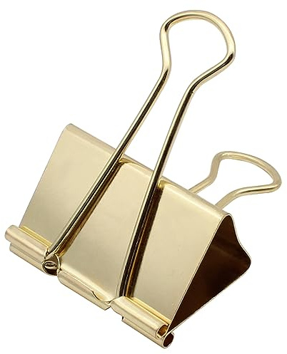 Zoohot Goldfarbene Binderklammern, 51 mm, große Papierklemmen, Foldback-Klammer, 10 Stück