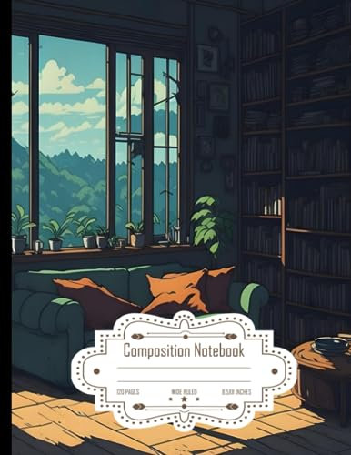 Composition Notebook Wide Ruled: Ghibli Style Anime Living Room Simple, Ideal for Writing, Size 8.5x11 Inches, 120 Pages