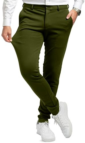 Performance Pants Herren Dunkelgrün (Größe 36W/34L) - Stilvolle Herren Hosen Stretch - Chino Hose Stretch - Stilvolle Anzughose - Modische Praktische Männer Hosen für Business & Freizeit