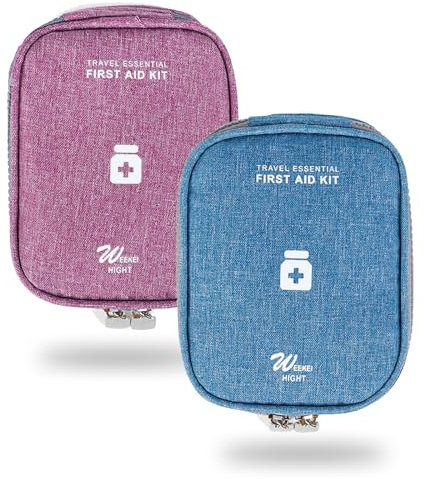 Bymivofun 2 pezzi Borsa da Farmacia da Viaggio, Mini Borsa di Pronto Soccorso, Borsa Portatile per Medicinali, Borse Organizzatrici di Pillole Kit per il Trauma, per Ufficio, Viaggi, Campeggio