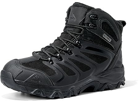 NORTIV 8 Herren Outdoorschuhe Wanderstiefel Trekking Wanderschuhe Wasserdicht Mid Kletterschuhe Bergsteigen Klettern Wandern Schuhe Hiking Boots,Size 41,Alles Schwarz,160448_M-E