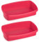 Acan Tradineur - Pack de 2 Estropajero de plástico con Rejilla extraíble - Recipiente para estropajos, Cocina, Ligero y Resistente - Fabricado en España - 8 x 26 x 13 cm - Color Rosa