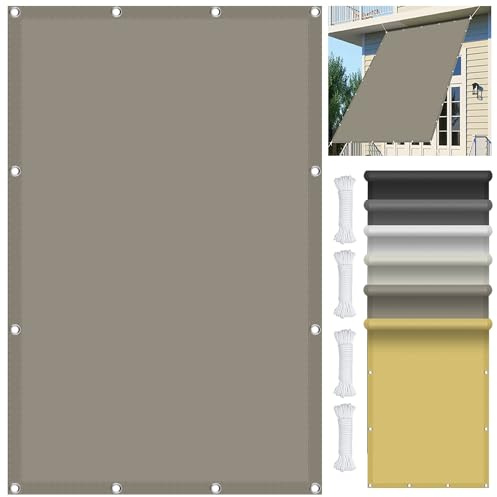 Sonnensegel Sonnenschutz 3.2 x 7 m, Wasserdicht 98% UV Schutz Sonnensegel Balkon ohne Bohren inkl Befestigungsseile für Garten Terrasse, Taupe