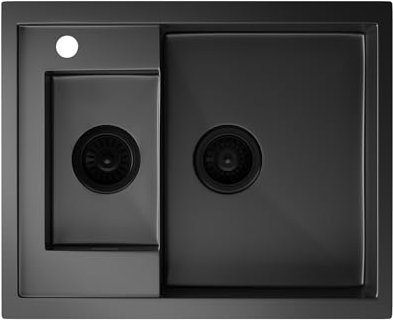 Klarstein Spülbecken – 1,5 Becken mit Ablage, Robuster 304 Edelstahl, Kratz- & Hitzebeständig, Leicht zu Reinigen, Inkl. Überlauf & Einbausatz, 61x50 cm, Metallisch Grau