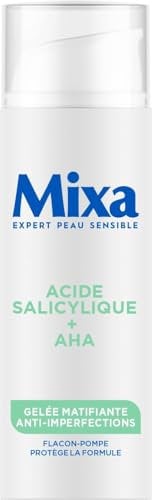 Mixa - Mattierendes Gel gegen Unreinheiten mit Salicylsäure + AHA – fettige Haut und Akne – Talgkontrolle – leichte und erfrischende Sorbet-Textur – Antioxidans-Pumpenflasche – 50 ml