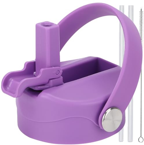 Straw Lid Sport Water Bottle Wide Mouth, Flex Straw Lid Compatible with Hydroflask 12 16 18 20 32 40 64 oz, Replacement Lids and Water Bottle Lid Accessories (Purple)