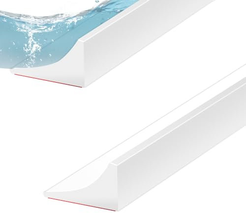 lafo Selbstklebende Duschschwelle Duschdichtung, Schwallschutzleiste Dusche Selbstklebend, 200CM Begehbare Dusche Boden Wassersperre, Water Stopper Strip für Nass- und Trocken-Trennung (Weiß)