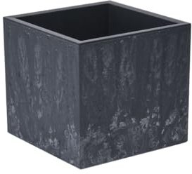 Kreher Pflanzkasten Betonoptik aus Kunststoff (Anthrazit, 39x39) | Marmorierte , robuster , verschiedene Formate für Balkon, Terrasse und Garten