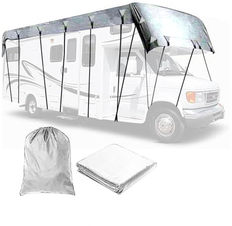 LFLIFENG 210D Oxford-Gewebe 210D Oxford-Gewebe Wohnwagen Abdeckung Zusammenklappbar, Leicht Zu Reinigen Sonnensegel Auto Camping Geeignet Für Jede Jahreszeit Und Jedes Klima,Grey-13m×3m