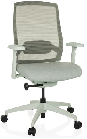 hjh OFFICE Ergonomischer Bürostuhl Colore Profi Drehstuhl, Sitztiefe & Lordosenstütze verstellbar, atmungsaktive Rückenlehne, Hellgrau