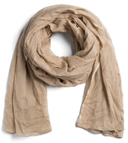 ALLEE DU FOULARD Langer Schal, Schal – 100 % Baumwolle – Größe 110 x 300 cm – Damen und Herren – Länge 3 Meter – Komfort und Fließfähigkeit, beige, Extra long