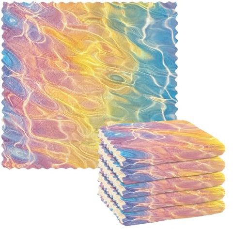 Mnsruu Paños de limpieza de microfibra, diseño de galaxia psicodélica, iridiscente, reutilizables, para lavar, paquete de 6 paños de cocina suecos, paños de limpieza de microfibra, lavables, trapos