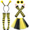 Camptrip 5 Stück Bienenkostüm Erwachsene mit Bienenstirnband Tüllrock Gestreifte Socken Lange Handschuhe Bienenbrille Bienenkostüm Damen für Halloween Kleid Cosplay Party